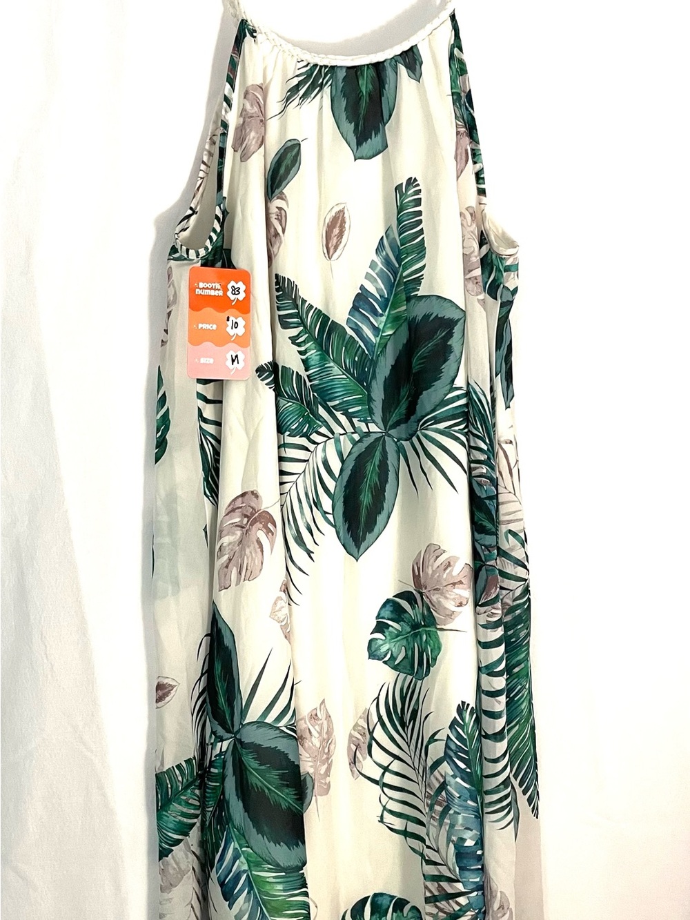 indigo soul White Top with Green Leaf Accents